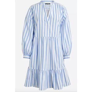 J.Crew Tiered Cotton Poplin Mini Dress in Barrie Stripe Size Small BP851